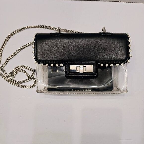 Steve Madden Clear Crossbody Bvyper Purse w/ Rhinestones: Sexy flirty classy fun - Picture 1 of 12